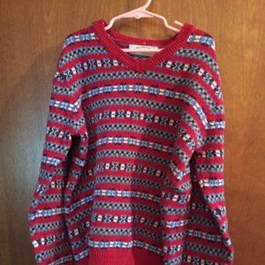 Vintage Old Navy girls sweater, red +, v neck, Med